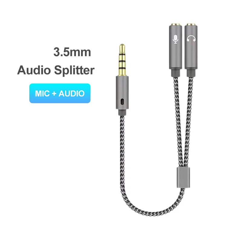Earphone Splitter Jack - Headset splitter 3.5mm audio mic stereo