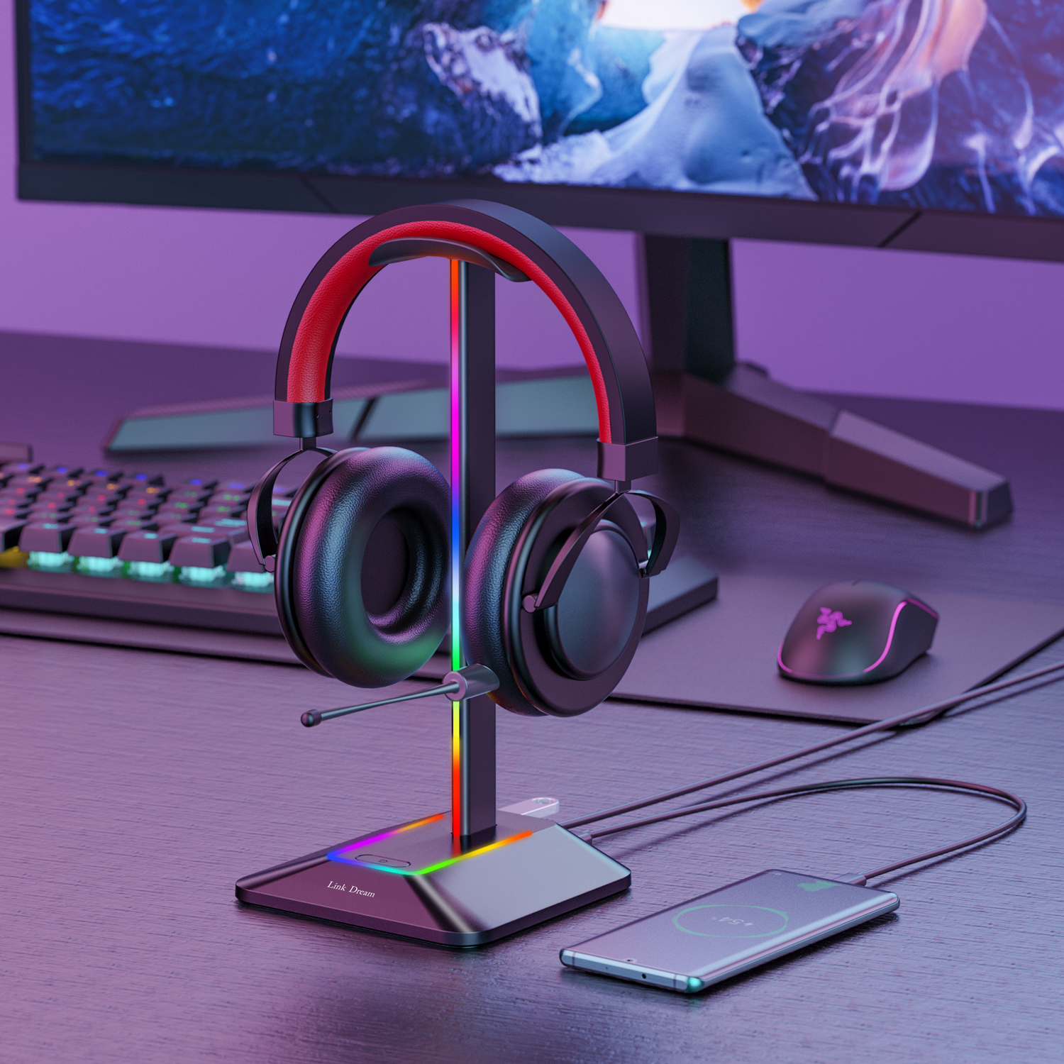 New Bee Z8 RGB Headphones Stan - огляд і ціна Headphone Stand Desk