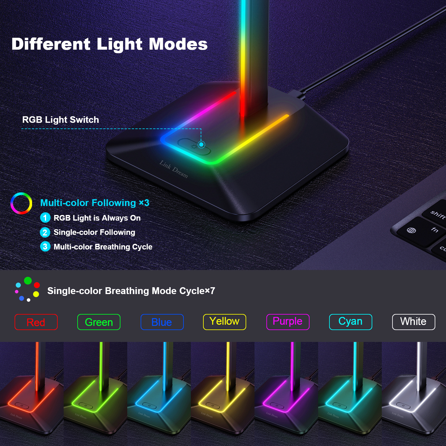 New Bee Z8 RGB Headphones Stan - огляд і ціна Headphone Stand Desk