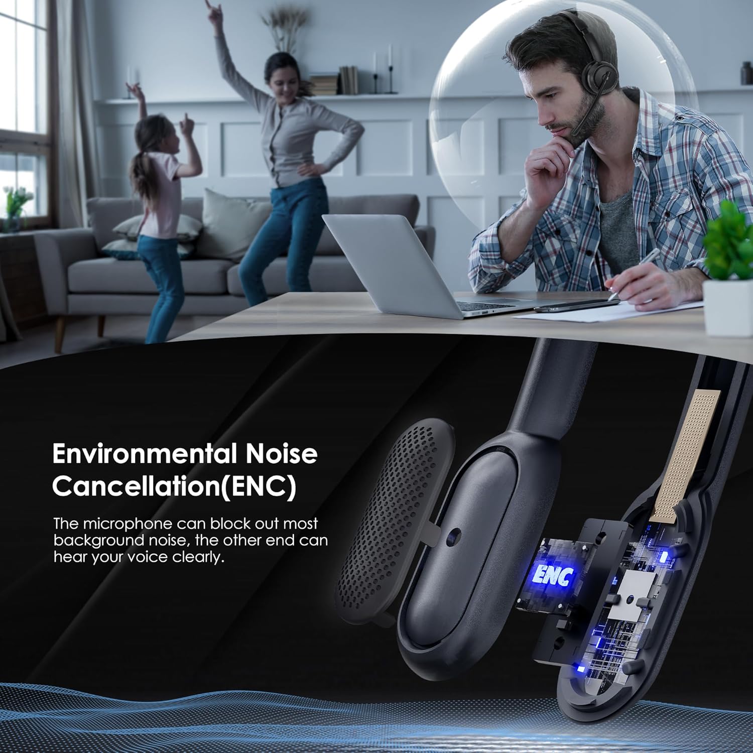 Bluetooth 5.4 ANC Headset with - огляд і ціна Noise Cancelling Headphone