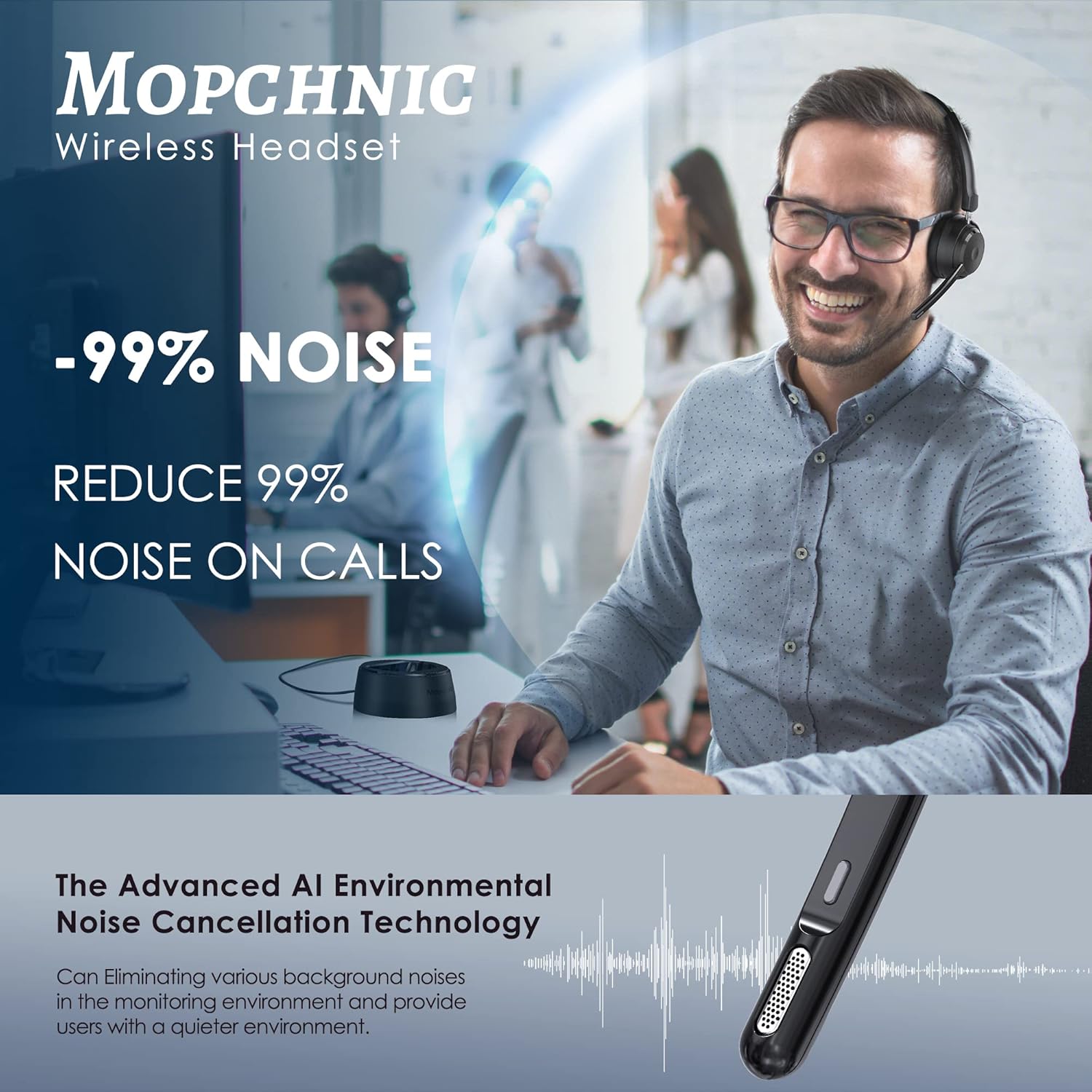 Wireless Bluetooth Headset wit - огляд і ціна Noise Cancelling Headphone