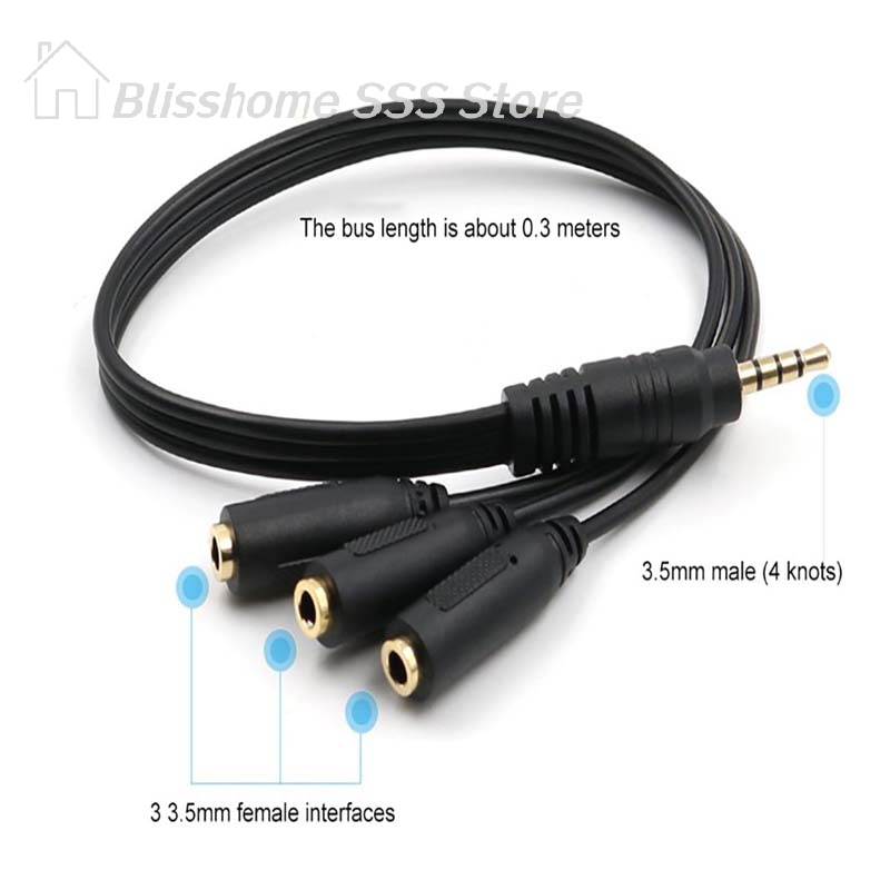 【S】3.5mm 3 Way Port Aux Multi  - огляд і ціна Earphone Splitter Jack