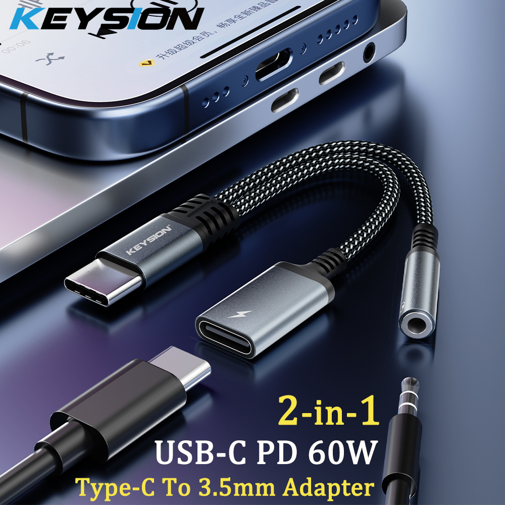 KEYSION 2 in 1 Type C to 3.5mm - огляд і ціна Earphone Splitter Jack