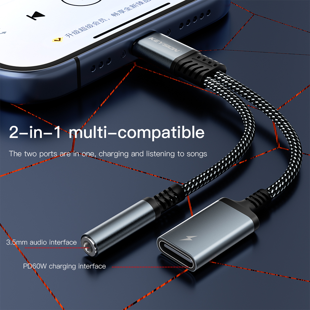KEYSION 2 in 1 Type C to 3.5mm - огляд і ціна Earphone Splitter Jack