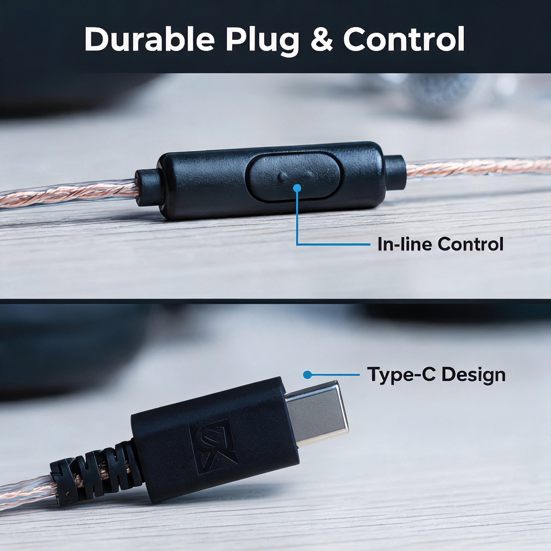 Type-C Wired Earbuds Retro Loo - огляд і ціна Wired Earphone Mic
